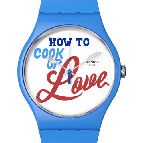 Swatch SUOZ353 Recipe for Love – Dettaglio quadrante con grafica romantica – SWATCH