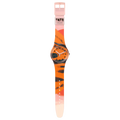 Swatch New Gent SUOZ362 Barns-Graham's Orange and Red on Pink – Orologio edizione speciale arte, vista frontale – CICCO Gioielleria