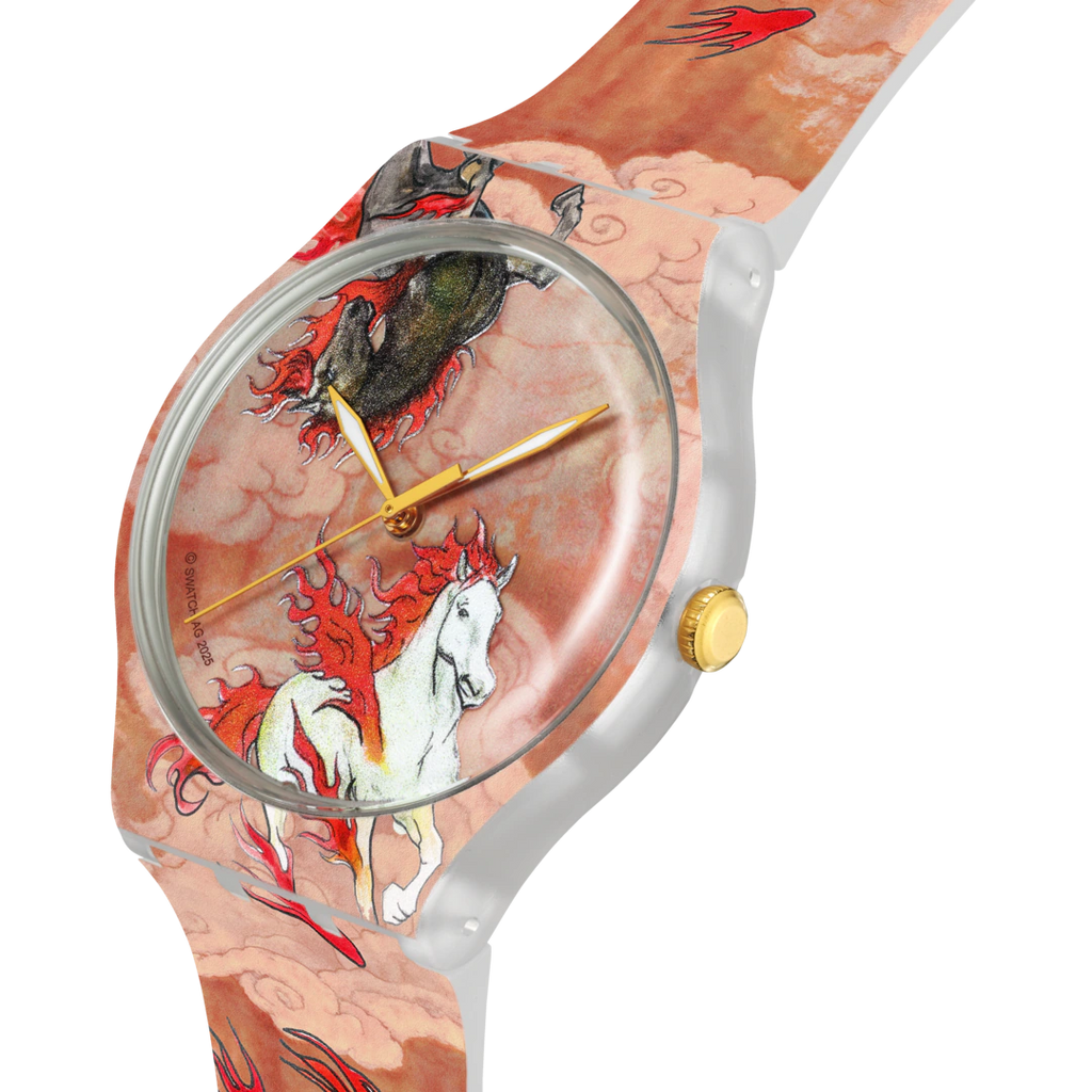 Swatch SUOZ369 Riding the Clouds 2026 – vista laterale con cinturino