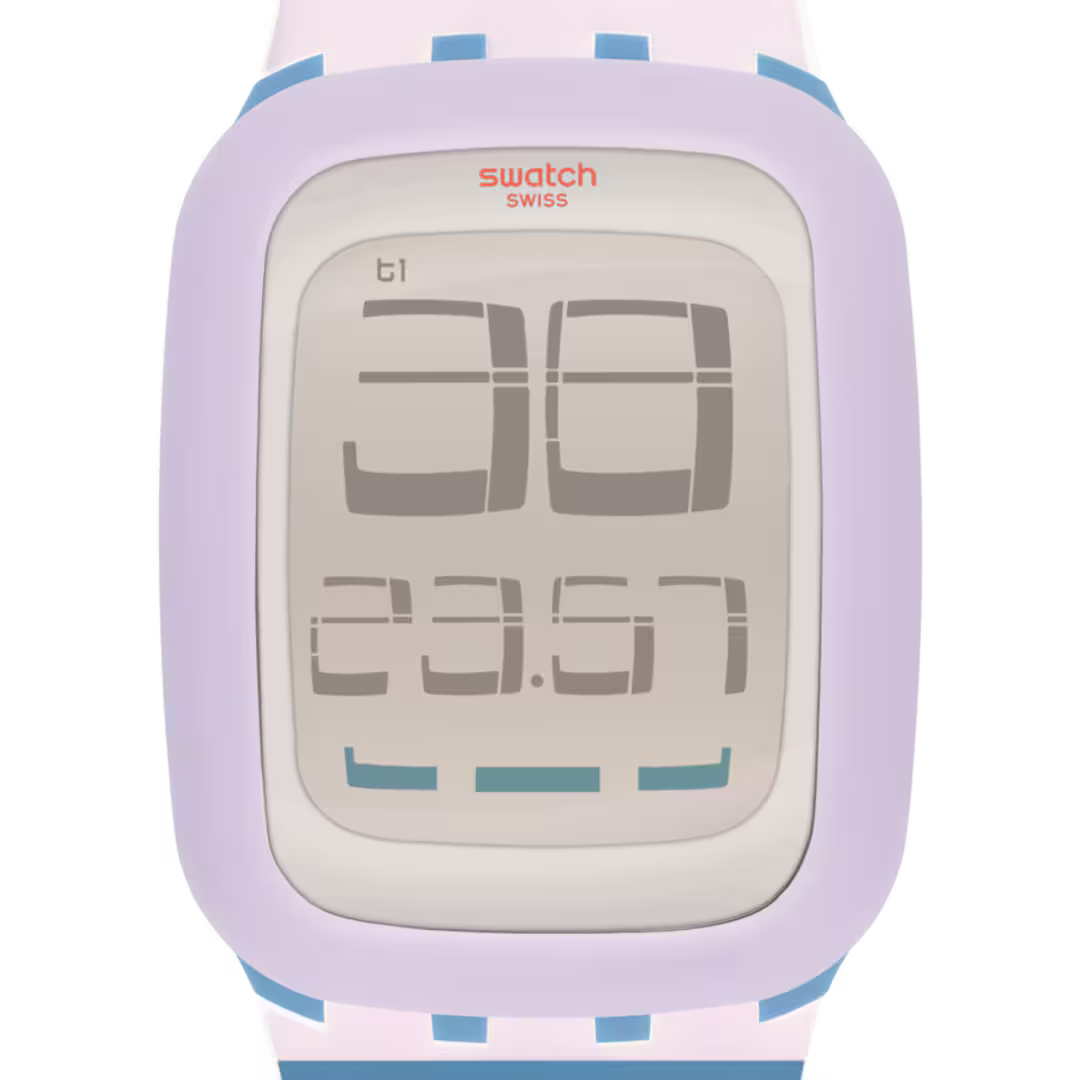 Swatch Touch SURN107 Tendina – Dettaglio display LCD argentato touchscreen – Cicco Gioielleria
