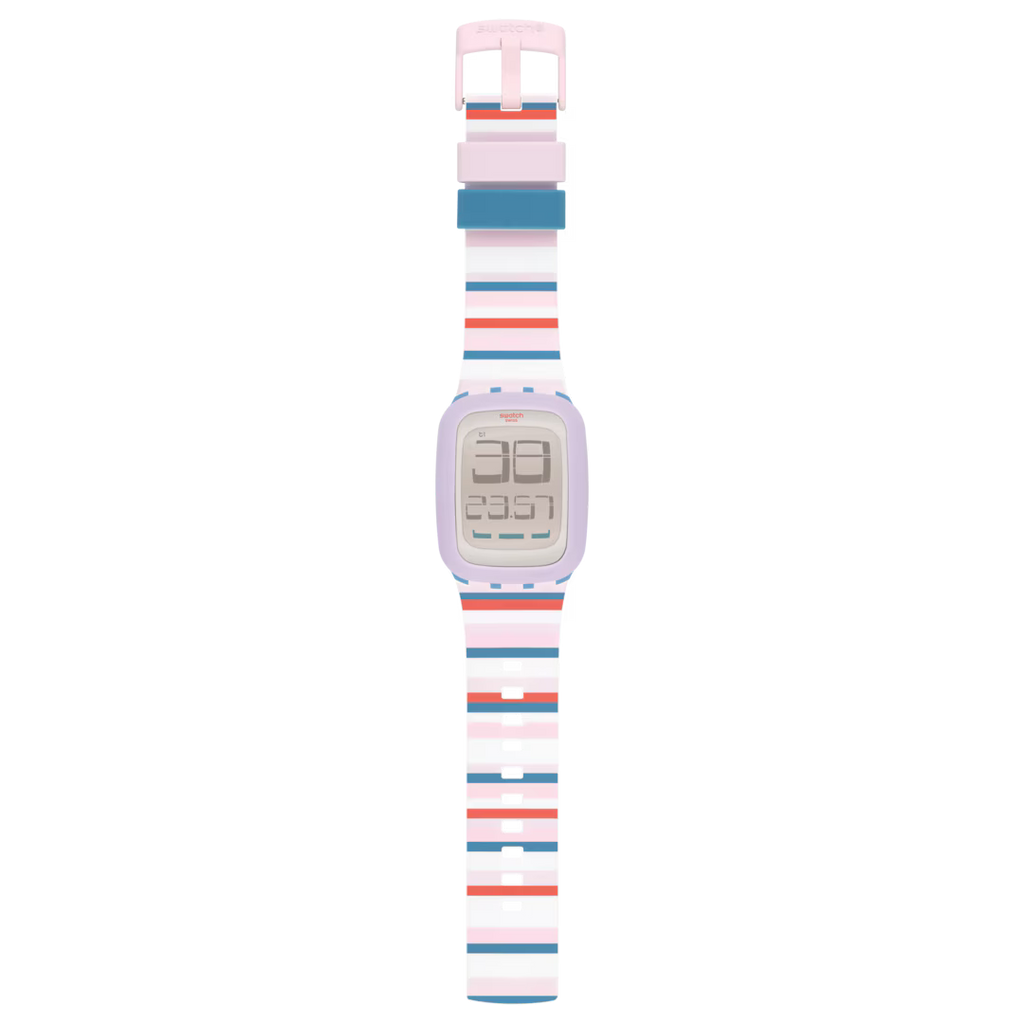 Swatch Touch SURN107 Tendina – Vista frontale – Orologio digitale multicolore da Cicco Gioielleria
