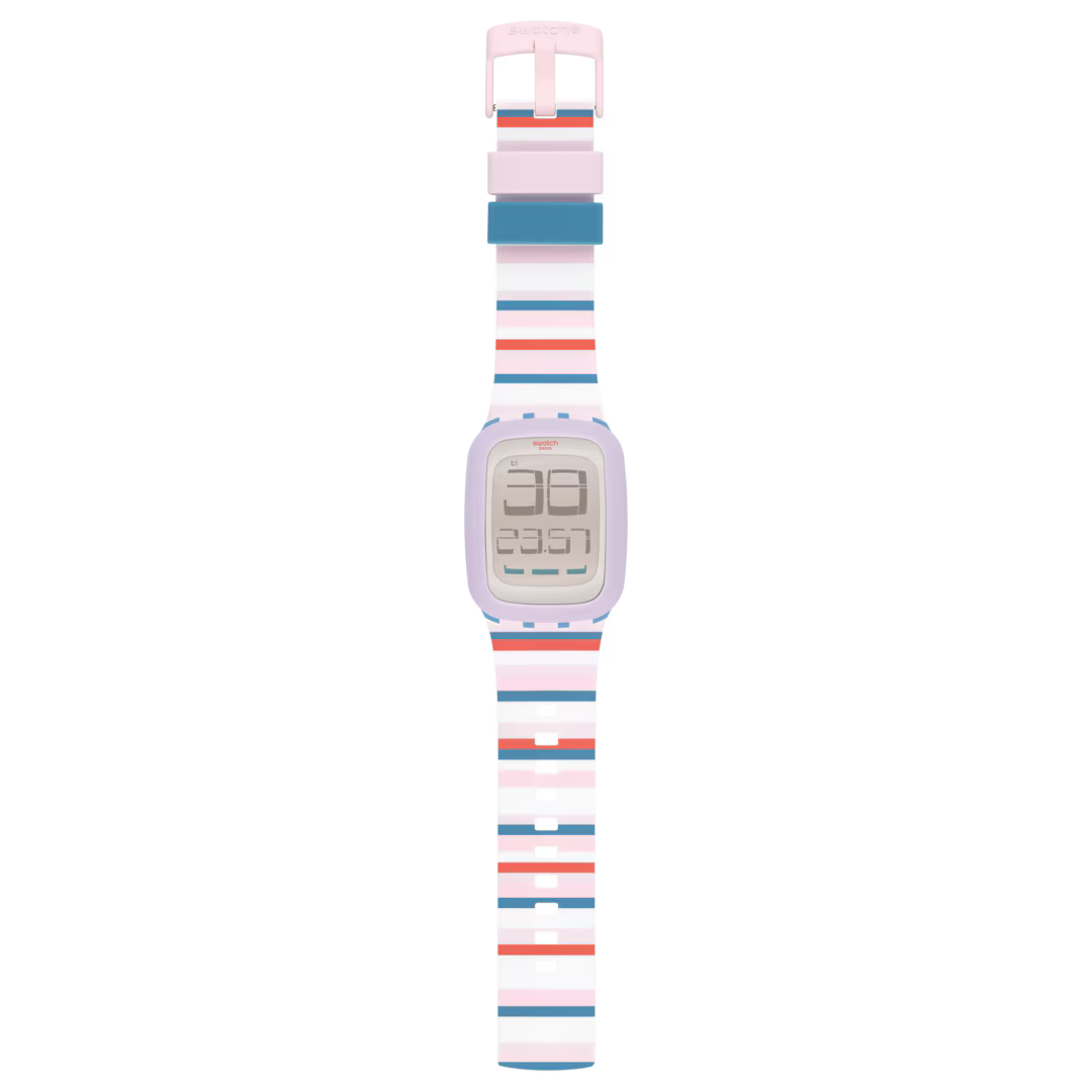Swatch Touch SURN107 Tendina – Vista frontale – Orologio digitale multicolore da Cicco Gioielleria