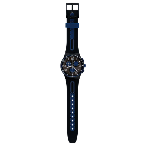 Swatch Bioceramic Chrono SUSB406 Kaicco – Cronografo blu oceano, vista frontale su sfondo bianco – CICCO Gioielleria