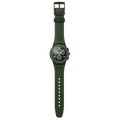 Swatch Bioceramic Chrono SUST402 Olive Rush – Cronografo verde oliva Bioceramic, vista frontale su sfondo bianco – CICCO Gioielleria