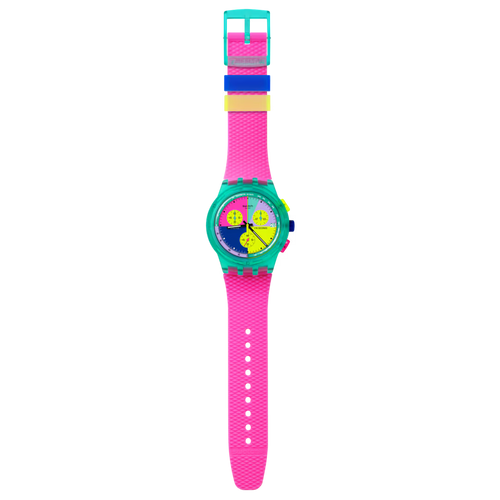 Orologio Swatch Neon Flash Arrow Chrono SUSG408 – Cassa verde trasparente con quadrante multicolore – SWATCH – CICCO Gioielleria