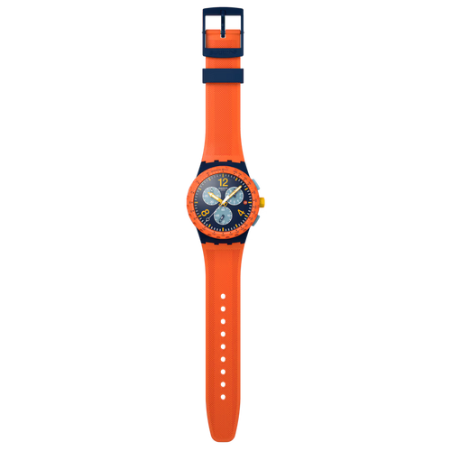 Swatch Bioceramic Chrono SUSI400 Camo Flash – Cronografo mimetico, vista frontale su sfondo bianco – CICCO Gioielleria