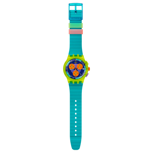 Orologio Swatch Neon Wave Chrono SUSJ404 – Cassa gialla trasparente con quadrante multicolore – SWATCH – CICCO Gioielleria