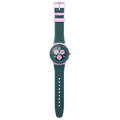 Swatch Bioceramic Chrono SUSP400 Moment of Rose – Cronografo rosa, vista frontale su sfondo bianco – CICCO Gioielleria