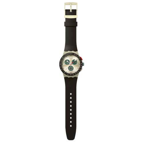 Swatch Bioceramic Chrono SUSB421 Obsidian Ink – Cronografo blu ossidiana Bioceramic, vista frontale su sfondo bianco – CICCO Gioielleria