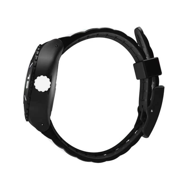 Swatch Scuba Libre SUUB102 B&W Deep – Vista laterale – Cassa 44mm polimero nero da Cicco Gioielleria