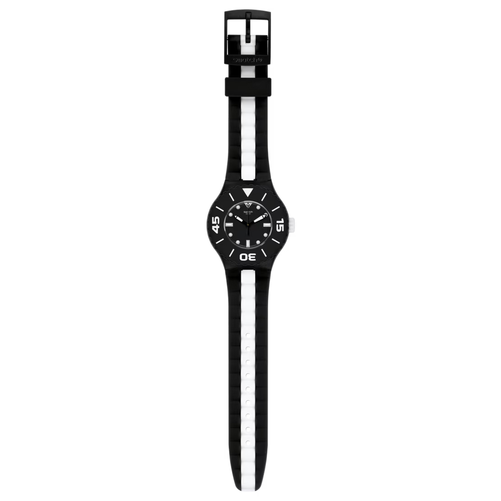 Swatch Scuba Libre SUUB102 B&W Deep – Vista frontale – Orologio unisex 2015 da Cicco Gioielleria