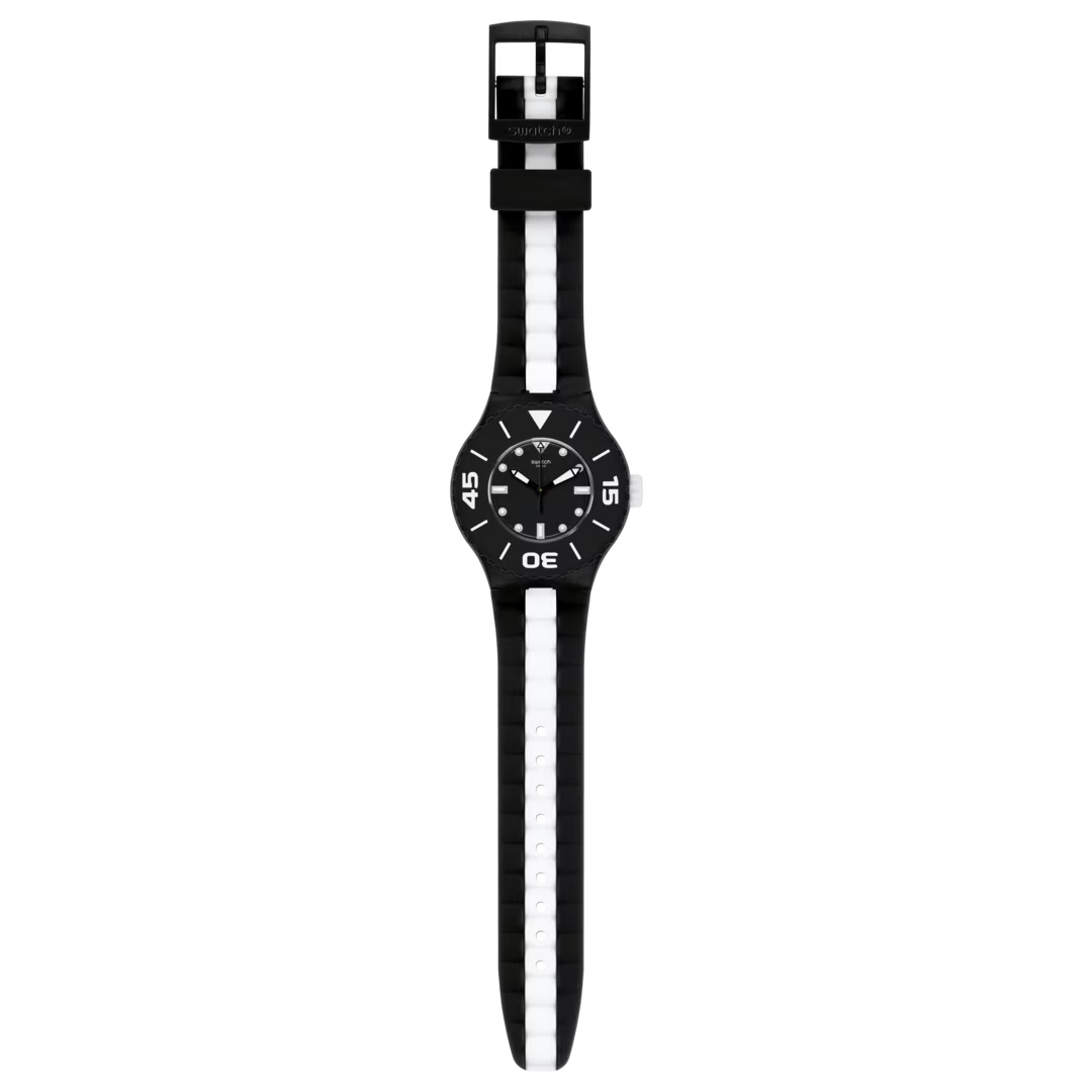 Swatch Scuba Libre SUUB102 B&W Deep – Vista frontale – Orologio unisex 2015 da Cicco Gioielleria