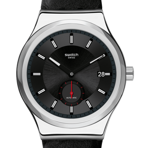 Swatch Irony SY23S400 Petite Seconde Black – Vista frontale cassa acciaio nero Petite Seconde – SWATCH