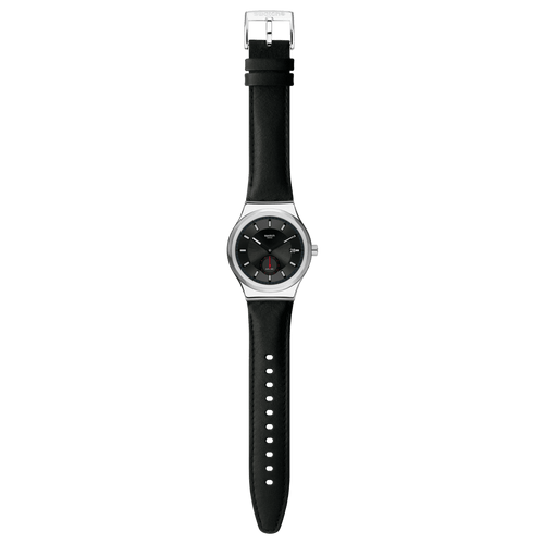 Swatch Irony SY23S400 Petite Seconde Black – Orologio in acciaio nero con piccoli secondi, vista frontale – CICCO Gioielleria