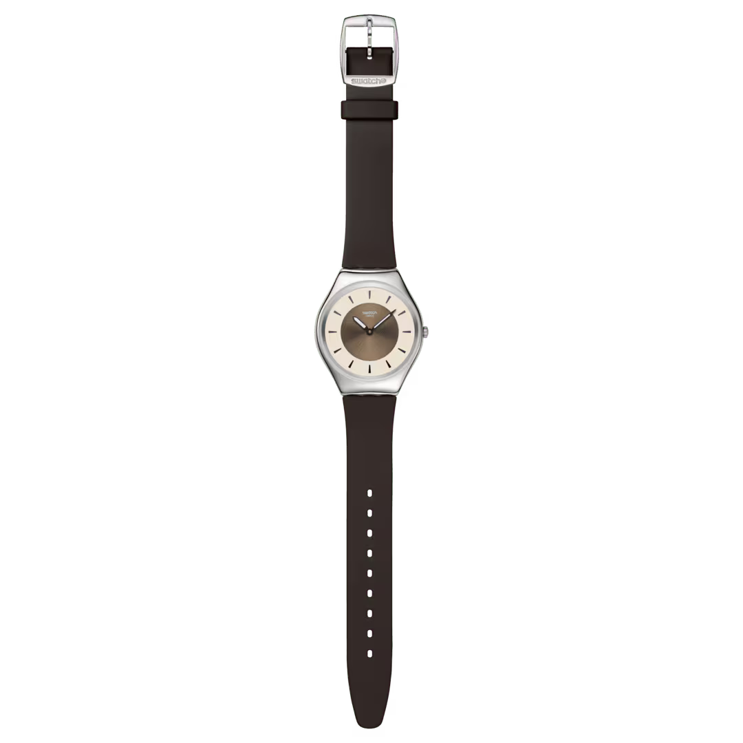 Swatch Irony SYXS158 Hazel Delight – Orologio in acciaio nocciola, vista frontale su sfondo bianco – CICCO Gioielleria