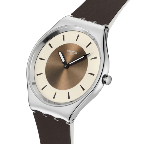 Swatch Irony SYXS158 Hazel Delight – Vista laterale cassa acciaio nocciola – SWATCH