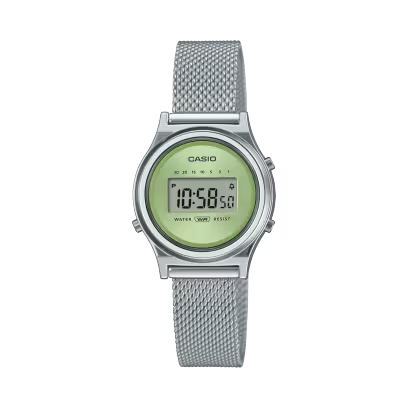 Casio Vintage LA700WEM-3AEF orologio digitale donna cassa tonda maglia Milano verde