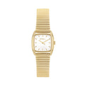 Breil Stylize TW2051 | Orologio Donna Art Déco IP Gold Bianco Maglia Zigrinata 24x21mm Vista Frontale | Gioielleria CICCO
