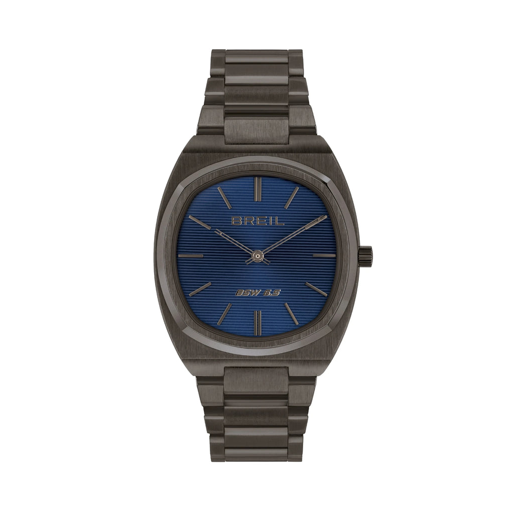 Breil BSW6.5 TW2062 | Orologio Uomo Slim 6,5mm Acciaio Gun Quadrante Blu Rigato 38mm Vista Frontale | Gioielleria CICCO
