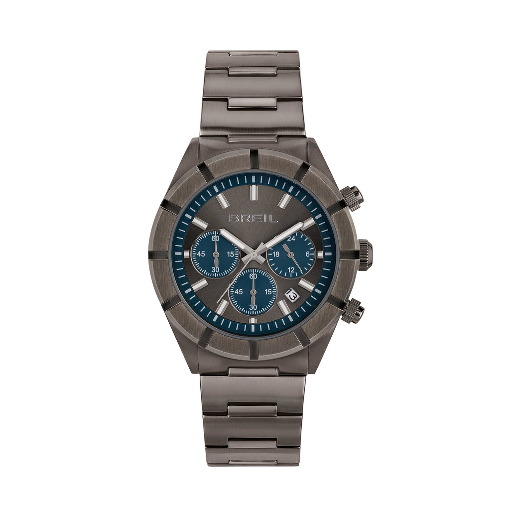 Breil B 12H TW2073 | Cronografo Uomo IP Titan Quadrante Cool Grey Sunray Blu Avio 42mm Vista Frontale | Gioielleria CICCO