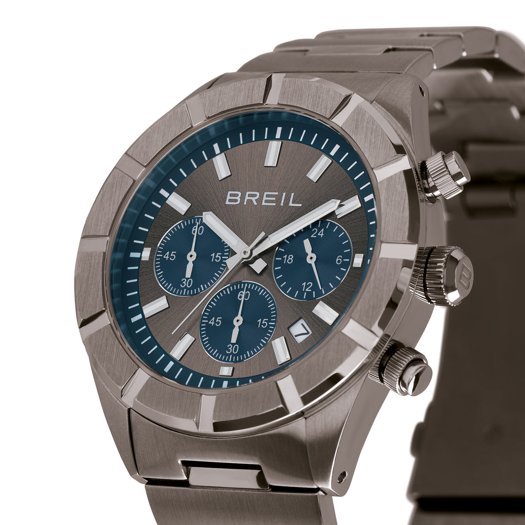 Breil B 12H TW2073 | Cronografo Uomo IP Titan Quadrante Cool Grey Sunray Blu Avio 42mm Dettaglio Quadrante | Gioielleria CICCO