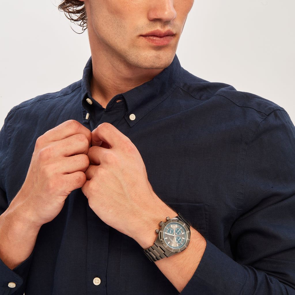 Breil B 12H TW2073 | Cronografo Uomo IP Titan Quadrante Cool Grey Sunray Blu Avio 42mm Indossato | Gioielleria CICCO
