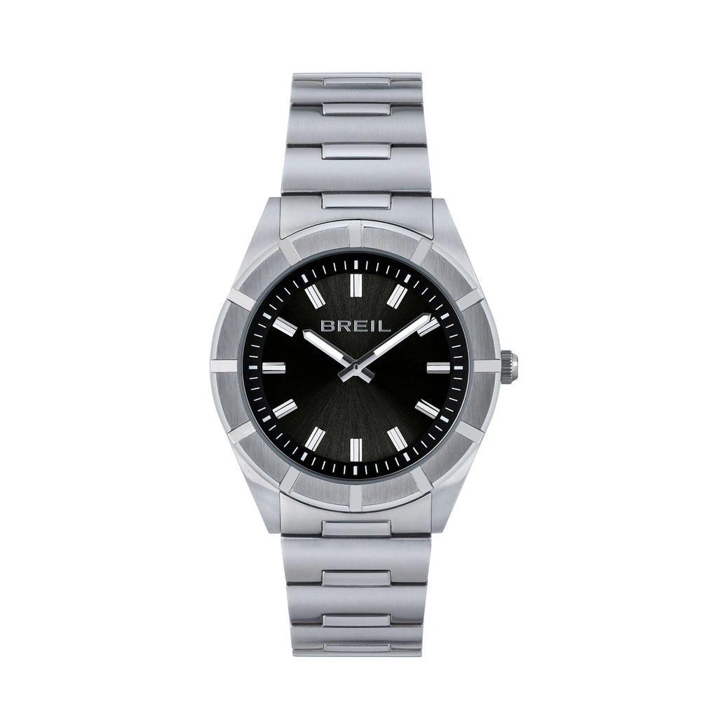 Breil B 12H TW2074 | Orologio Uomo Solo Tempo Acciaio Lunetta 12 Intagli Nero Sunray 38mm Vista Frontale | Gioielleria CICCO
