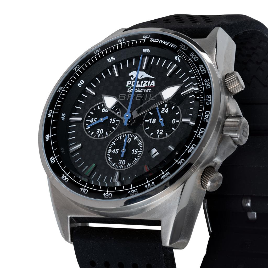 Orologio Breil TW2094 Polizia Sport Titanium – Dettaglio corona e lunetta tachimetrica – Cronografo uomo da Cicco Gioielleria