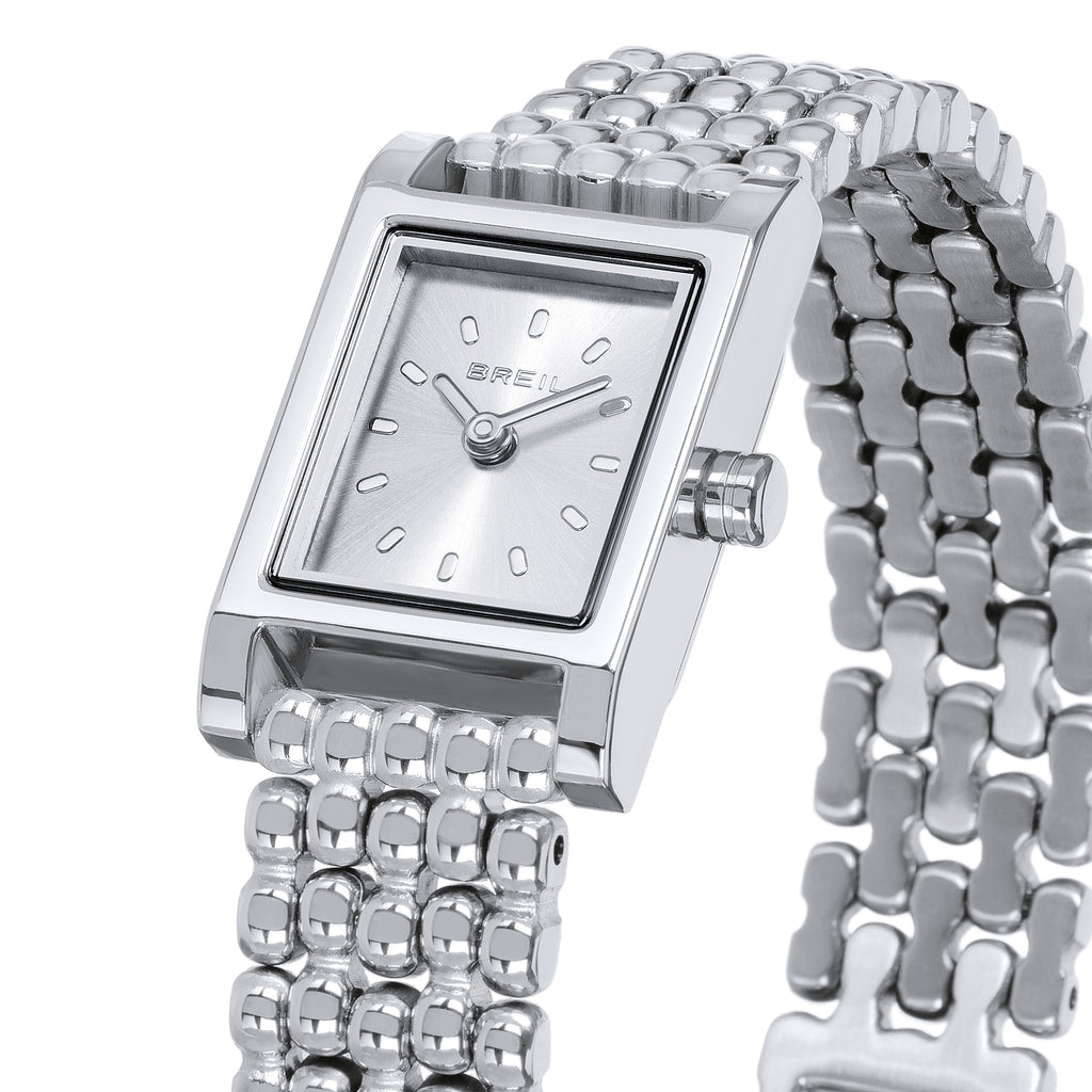 Breil Demure TW2103 | Orologio Donna Cassa Rettangolare Silver Matelassé Sunray 16x25mm Dettaglio Quadrante | Gioielleria CICCO
