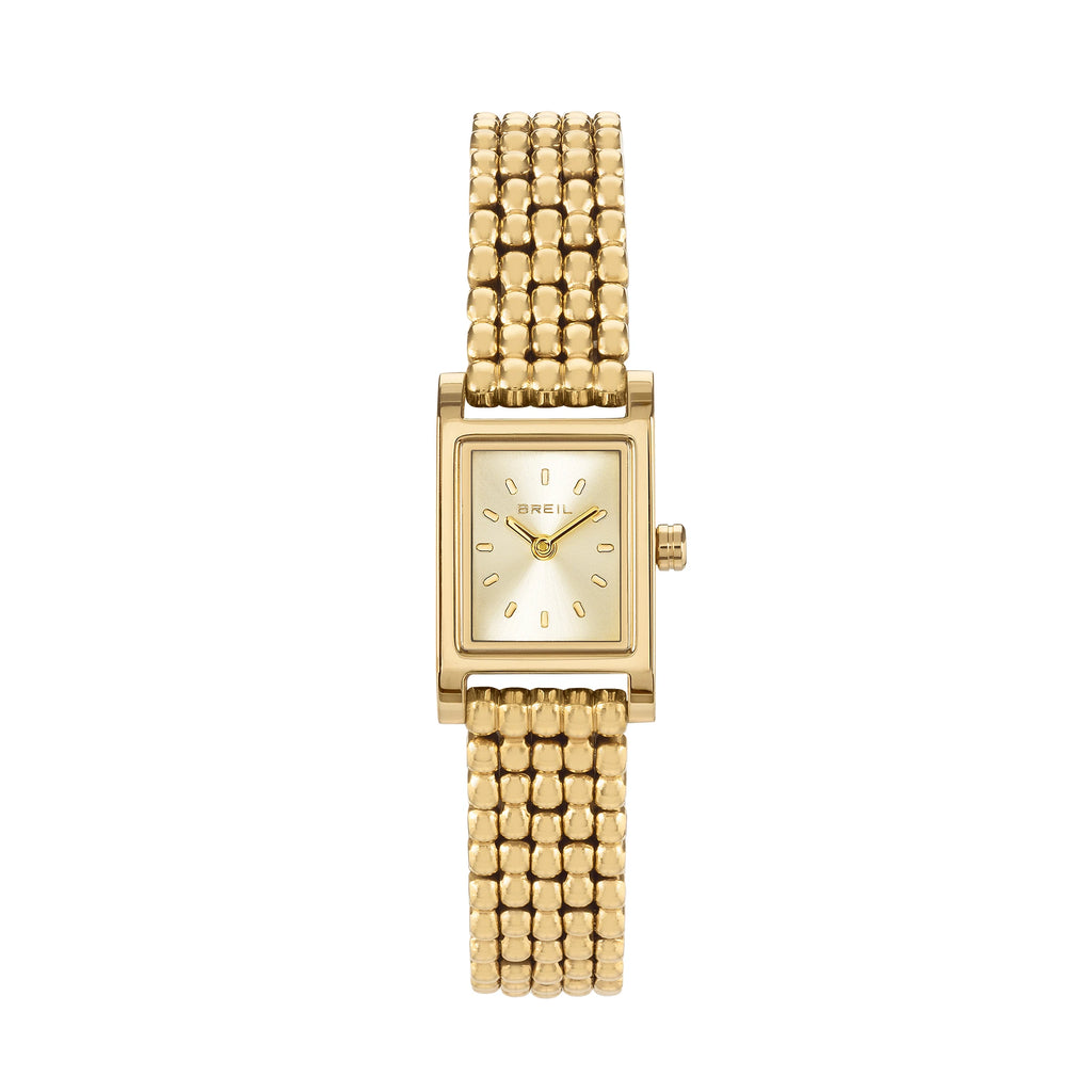 Breil Demure TW2105 | Orologio Donna Cassa Rettangolare Oro Matelassé Sunray 16x25mm Vista Frontale | Gioielleria CICCO
