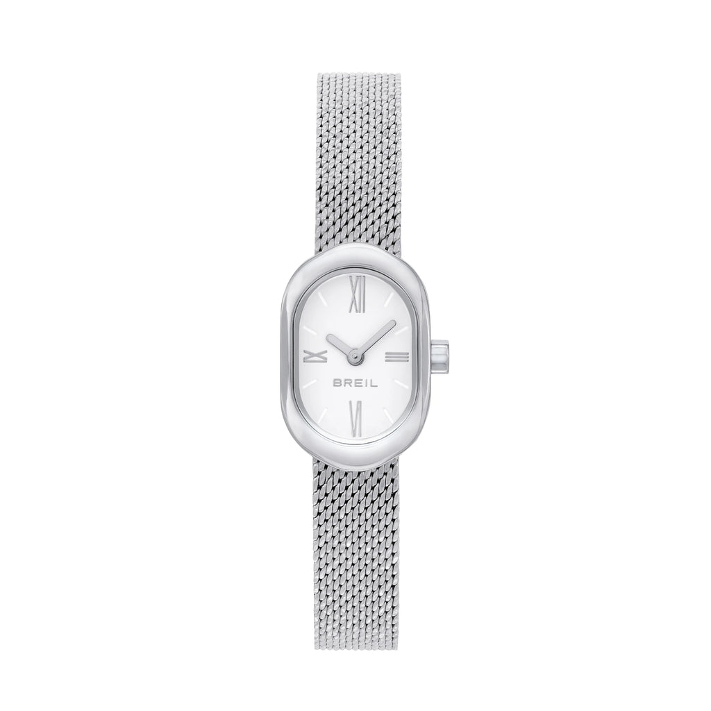 Breil Evanesse TW2106 | Orologio Donna Cassa Ovale Mesh Diamantata Indici Romani 16x25mm Vista Frontale | Gioielleria CICCO
