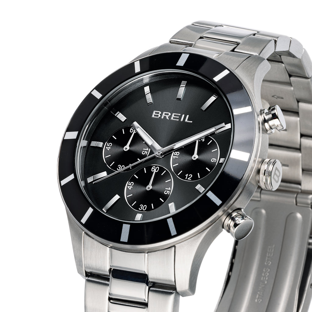 Breil Remixer TW2113 | Cronografo Uomo Quadrante Nero Sunray Lunetta Alluminio Nero Bilux 42mm Dettaglio Quadrante | Gioielleria CICCO
