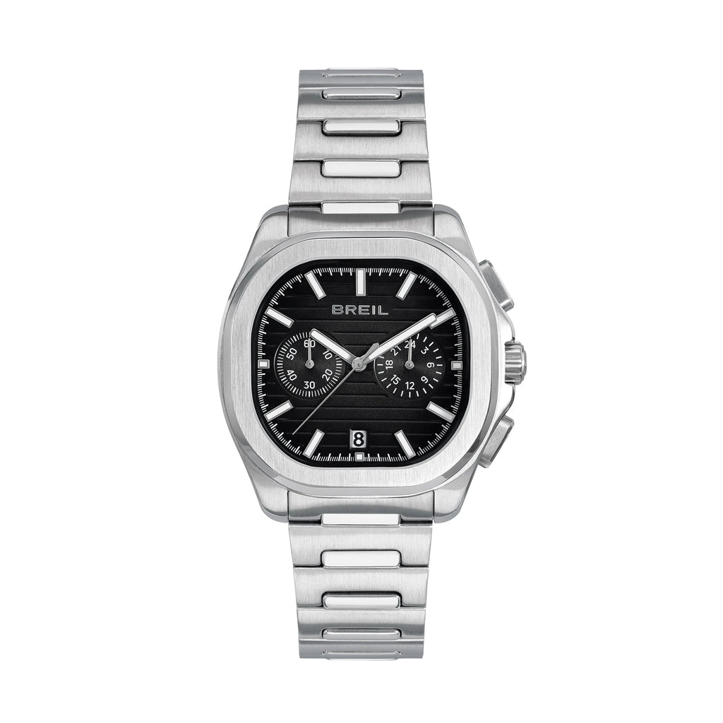 Breil Retrofuture TW2129 | Cronografo Uomo Quadrante Nero Pattern Rigato Luminous 10 ATM Vista Frontale | Gioielleria CICCO
