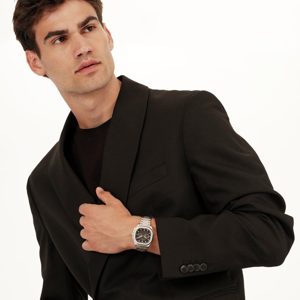 Breil Retrofuture TW2129 | Cronografo Uomo Quadrante Nero Pattern Rigato Luminous 10 ATM Indossato | Gioielleria CICCO