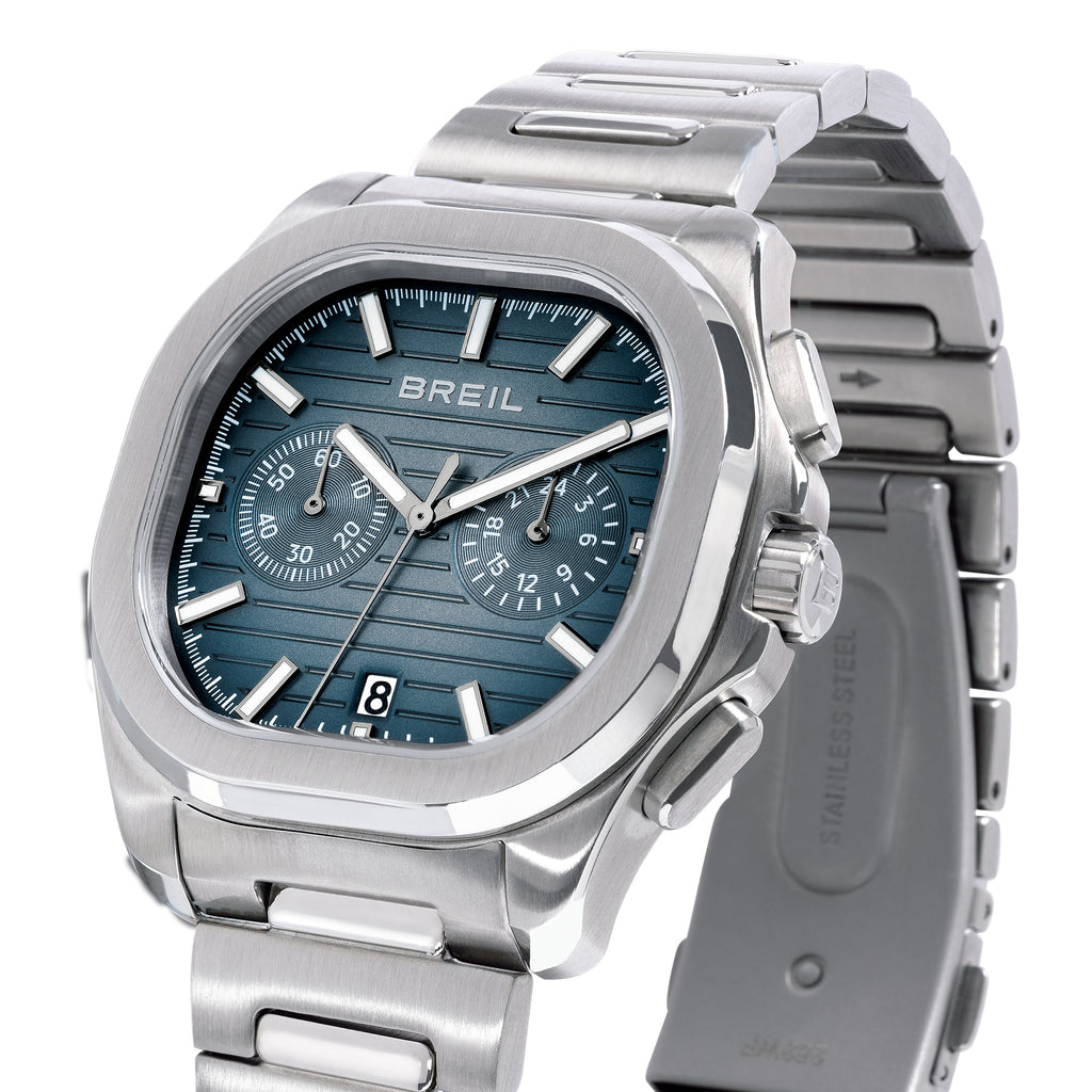Breil Retrofuture TW2130 | Cronografo Uomo Quadrante Petrolio Pattern Rigato Luminous 10 ATM Dettaglio Quadrante | Gioielleria CICCO
