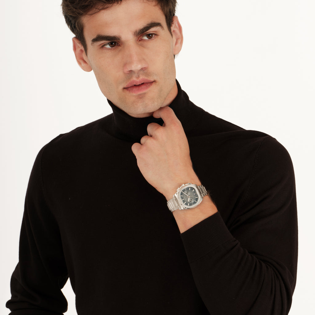 Breil Retrofuture TW2130 | Cronografo Uomo Quadrante Petrolio Pattern Rigato Luminous 10 ATM Indossato | Gioielleria CICCO
