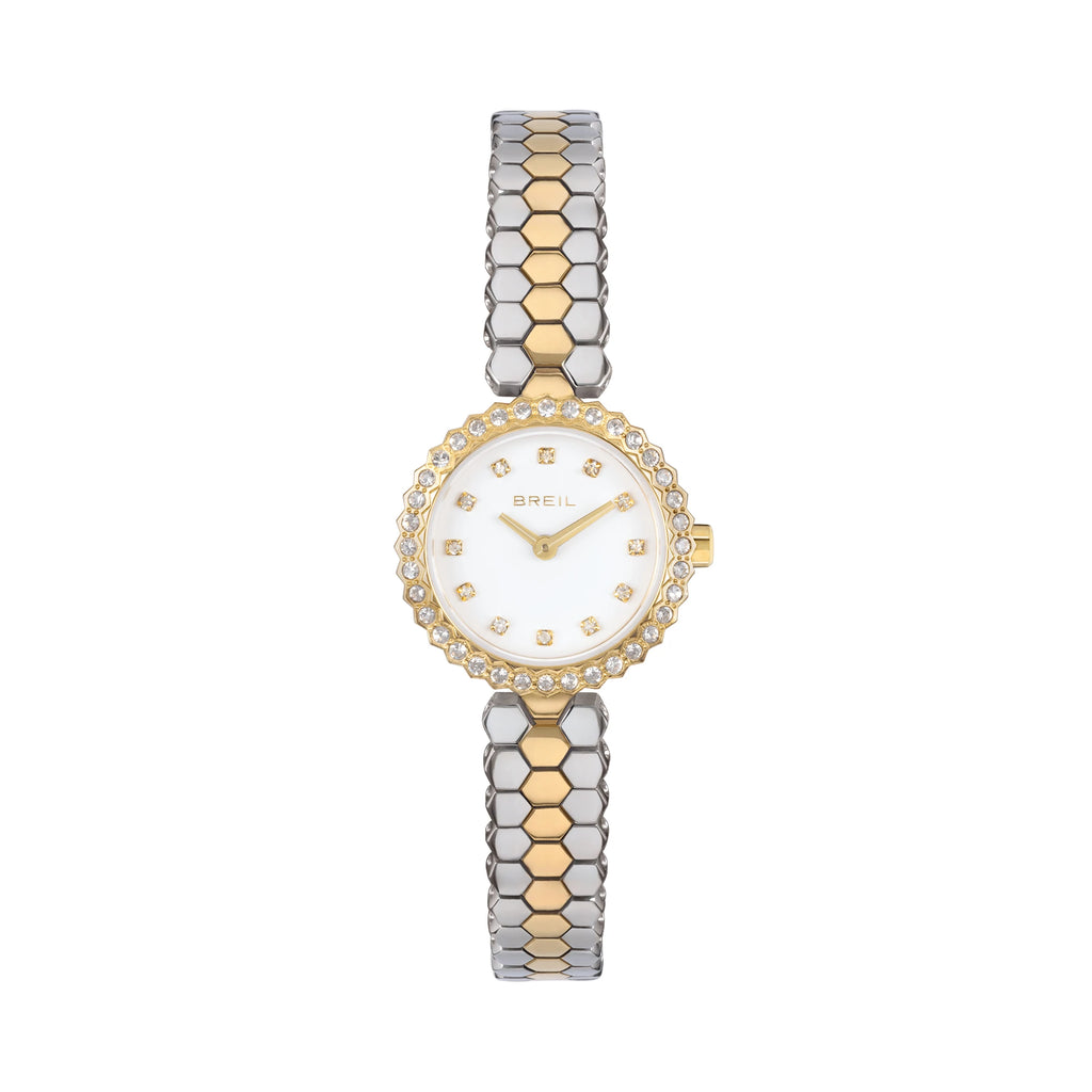 Orologio donna Breil Honey TW2200 bicolore con quadrante bianco e 12 cristalli
