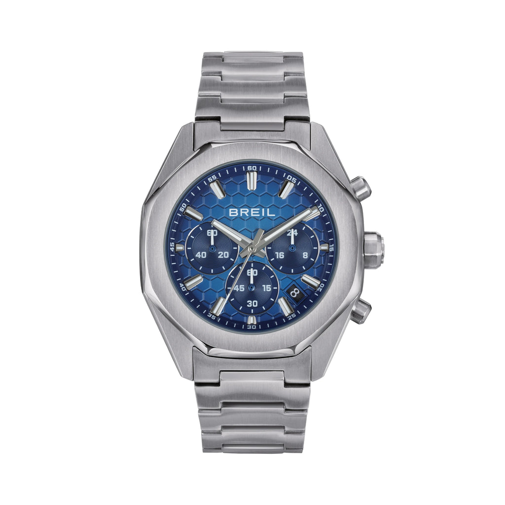 Breil Hive TW2204, cronografo uomo cassa acciaio satinato 42mm quadrante blu esagonale – CICCO Gioielleria