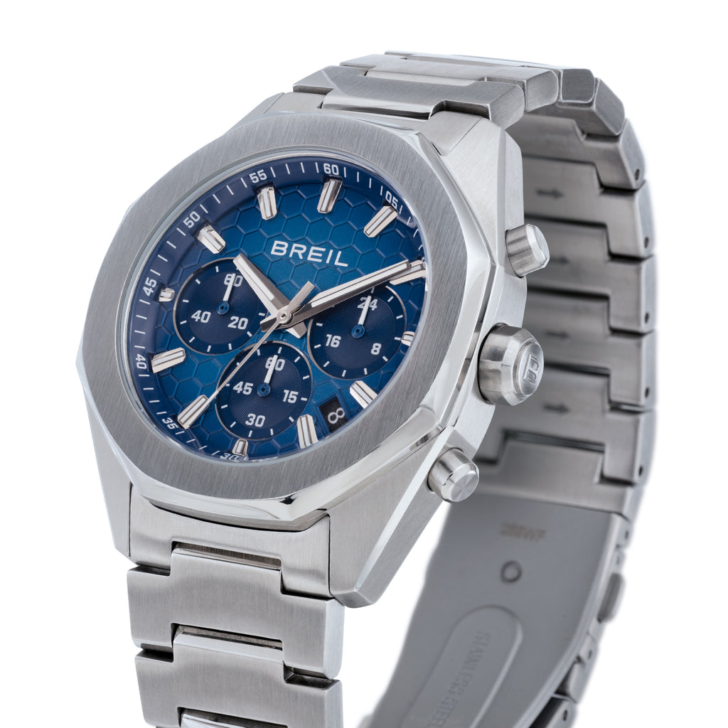 Breil Hive TW2204, dettaglio lunetta ottagonale e quadrante blu sfumato – CICCO Gioielleria