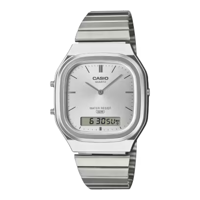 Casio Vintage AQ-240E-7AEF orologio ana-digi sunray argento finitura elegante unisex