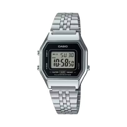 Casio Vintage LA680WEA-1EF orologio digitale donna acciaio argento cronometro LED