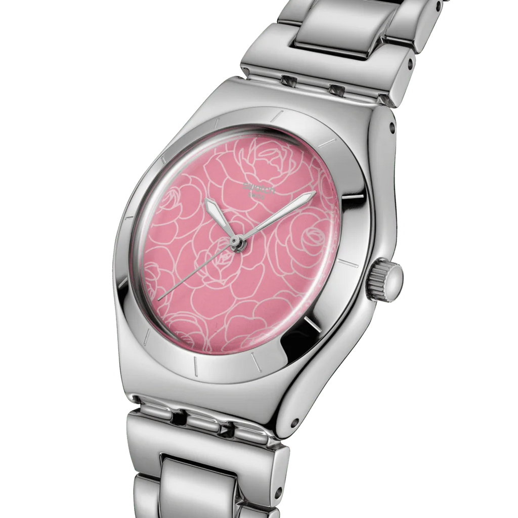 Swatch Irony YLS234G Petal Charm – Vista laterale cassa acciaio Lady – SWATCH