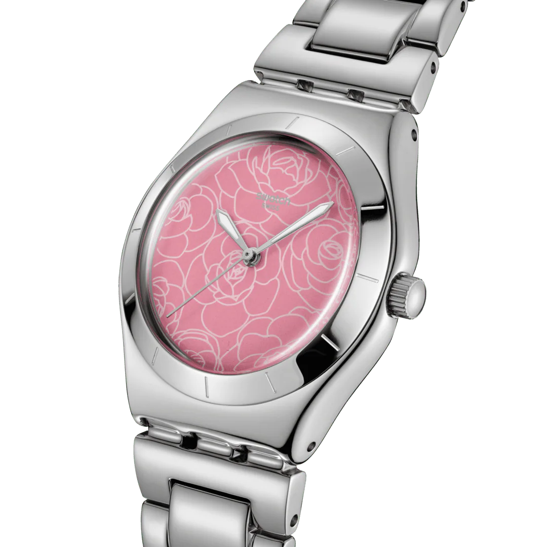 Swatch Irony YLS234G Petal Charm – Vista laterale cassa acciaio Lady – SWATCH