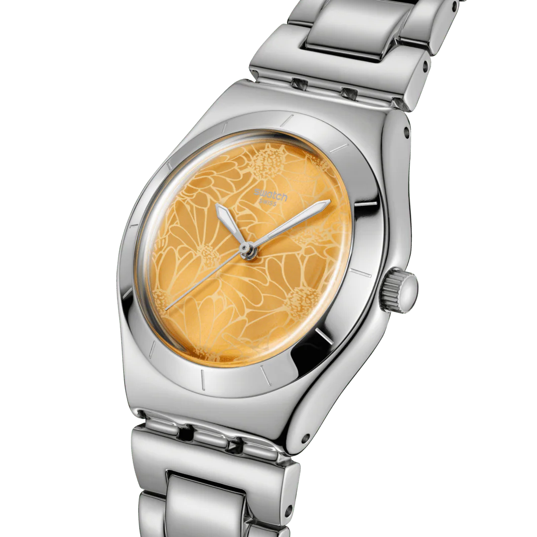 Swatch Irony YLS236G Petal Swirl – Vista laterale cassa acciaio Lady – SWATCH