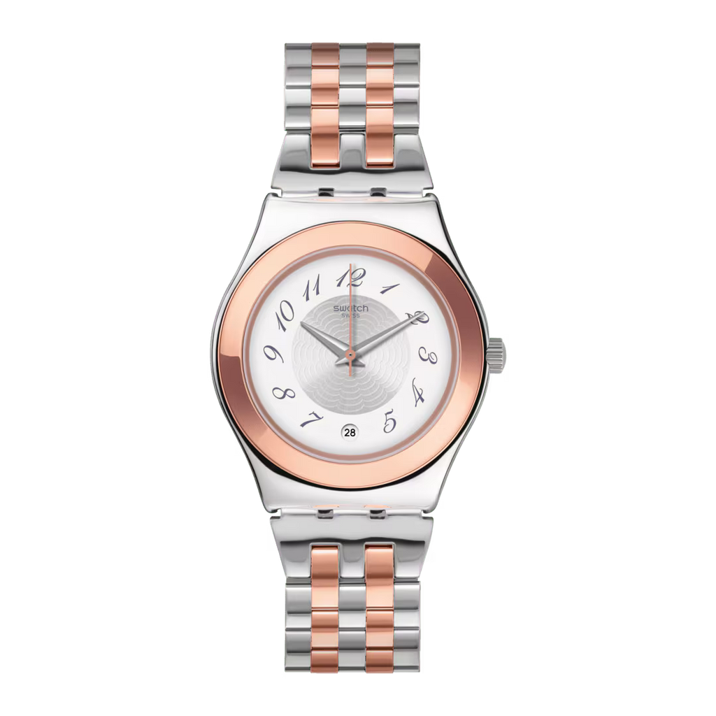 Swatch Irony YLS454GC Midimix – Orologio in acciaio Lady multicolore, vista frontale su sfondo bianco – CICCO Gioielleria
