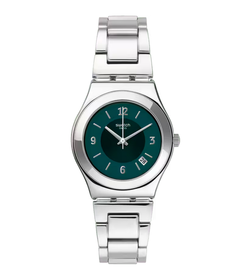 Swatch Irony YLS468GC Middlesteel – Orologio in acciaio Lady, vista frontale su sfondo bianco – CICCO Gioielleria