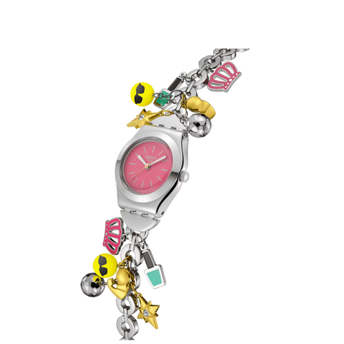 Swatch YSZ101G The Charm Of Mom – Dettaglio bracciale acciaio con ciondoli emoji | CICCO Gioielleria