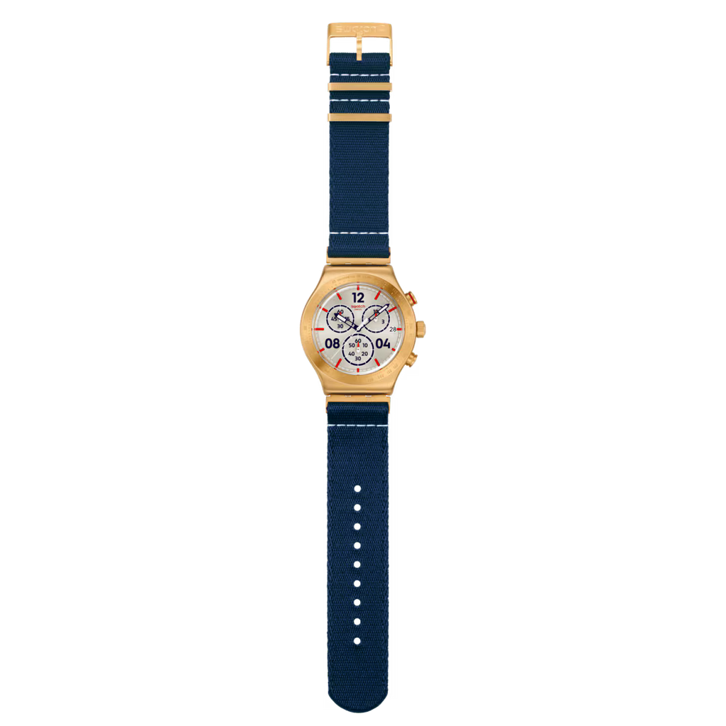 Swatch Irony YVG419 Captain's Dream – Orologio in acciaio verde, vista frontale su sfondo bianco – CICCO Gioielleria