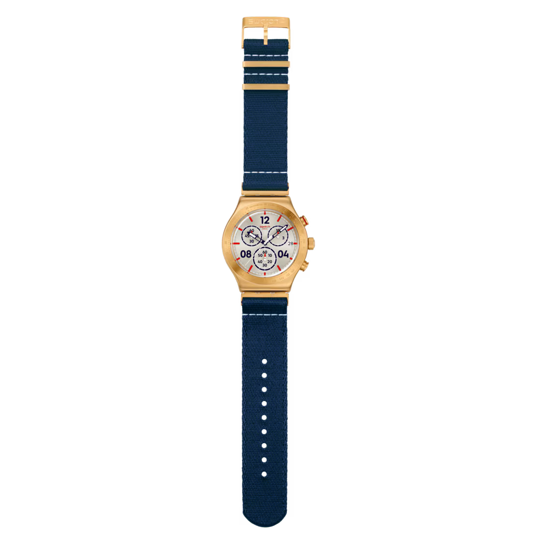 Swatch Irony YVG419 Captain's Dream – Orologio in acciaio verde, vista frontale su sfondo bianco – CICCO Gioielleria