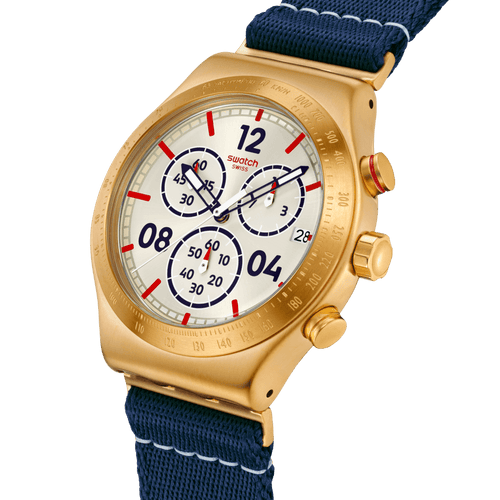 Swatch Irony YVG419 Captain's Dream – Vista laterale cassa acciaio verde – SWATCH